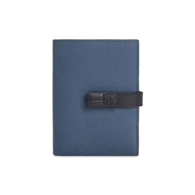 LOEWE Medium Vertical Wallet In Grained Calfskin "Indigo Dye / Black"