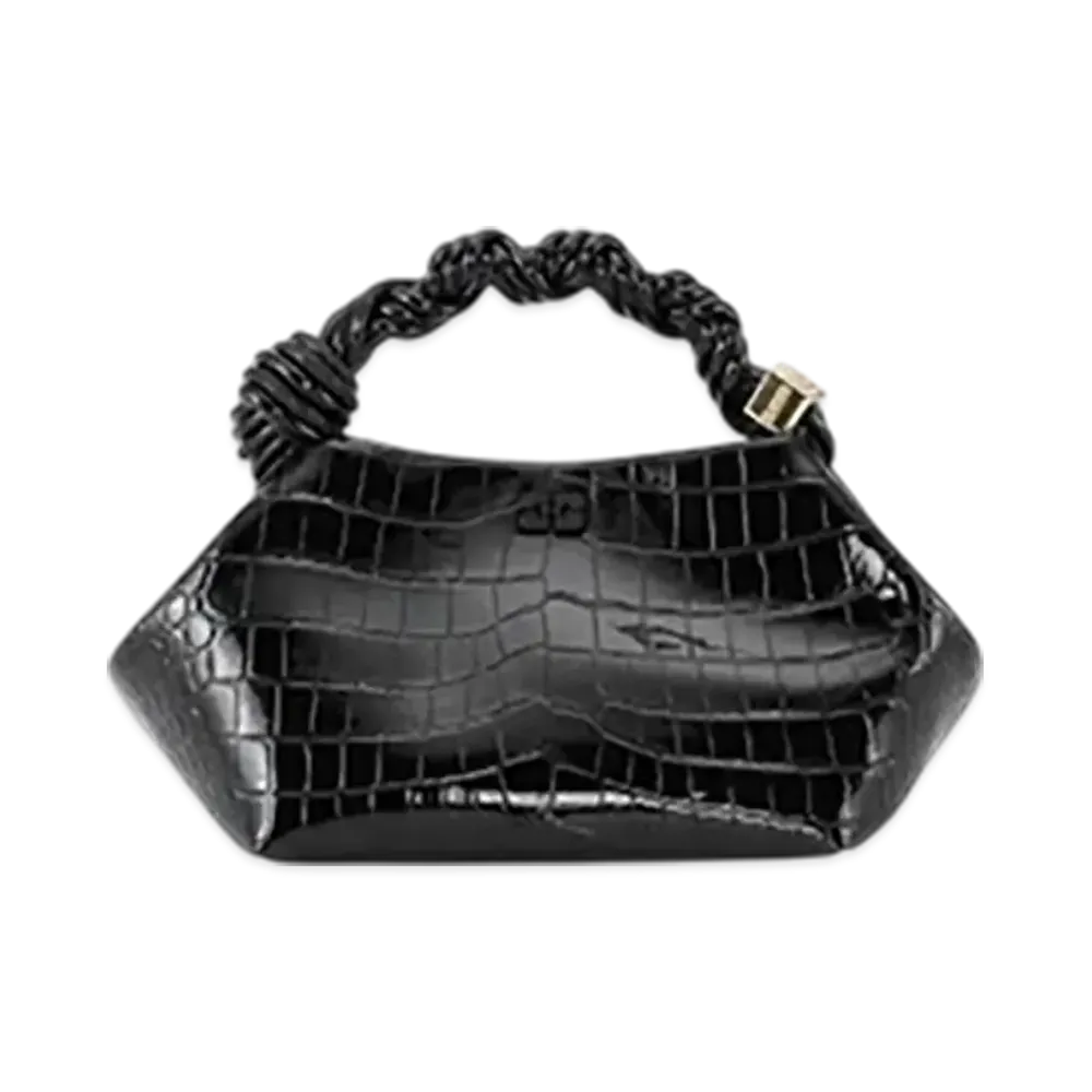 GANNI Black Croco Patent Small GANNI Bou Bag "Black"