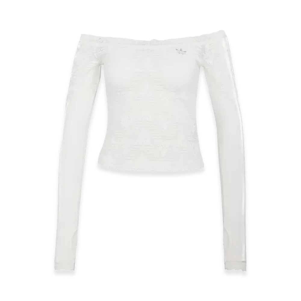 adidas Women's Lace Bardot Top "Cloud White"