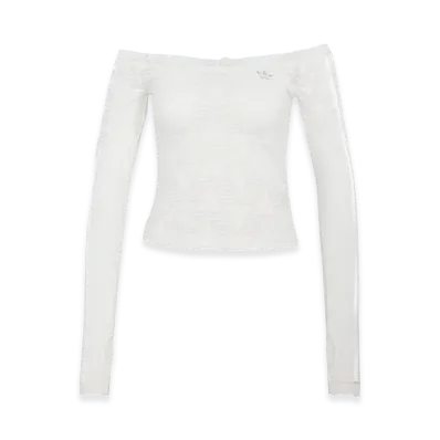 adidas Women's Lace Bardot Top "Cloud White"