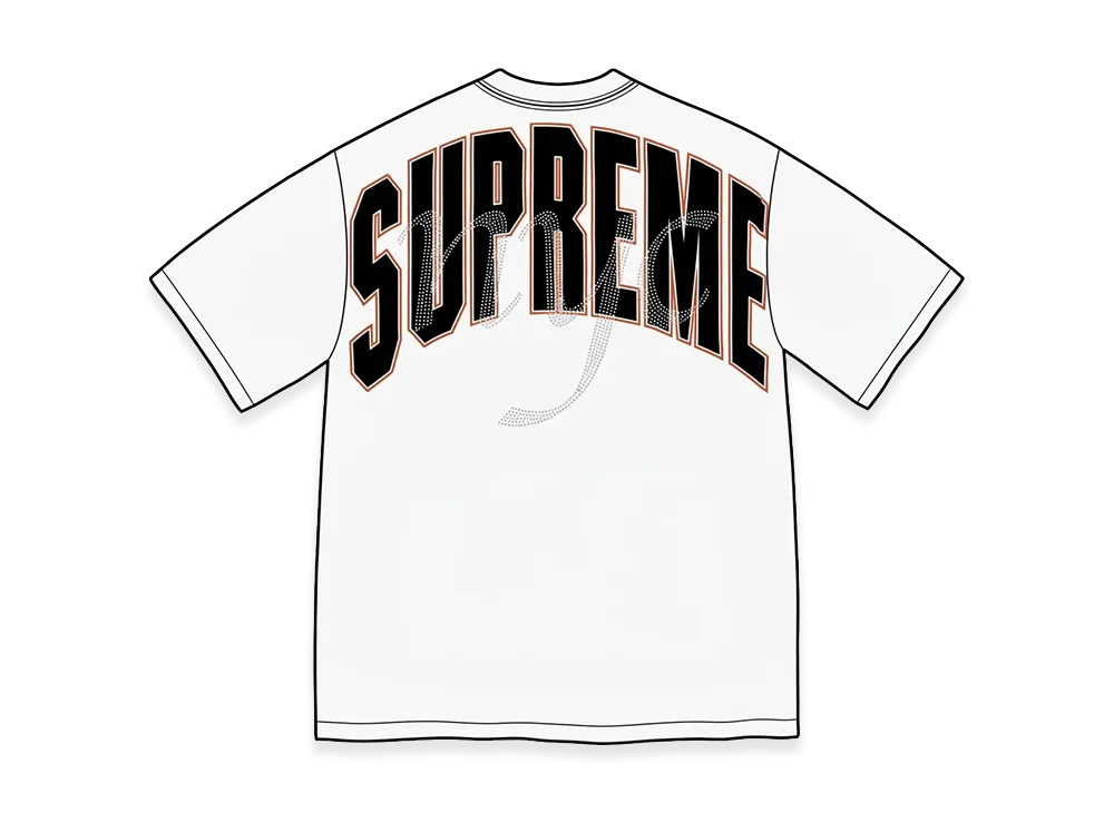 Supreme Rhinestone Script S/S Top "White"