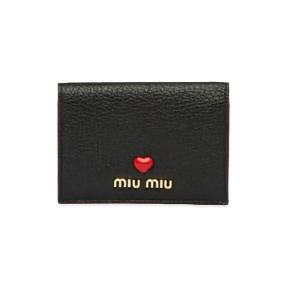 MIU MIU Madras Love Card Case "Black"