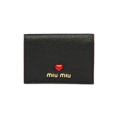 MIU MIU Madras Love Card Case "Black"