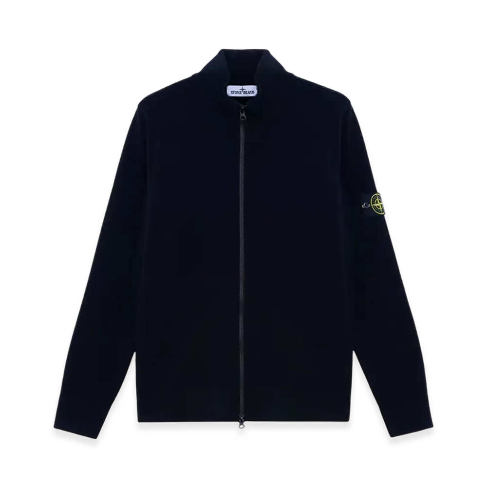 Stone Island 503A1 Stretch RWS Wool Cardigan Sweater with Two-Way Zipper - 24FW "Navy Blue"