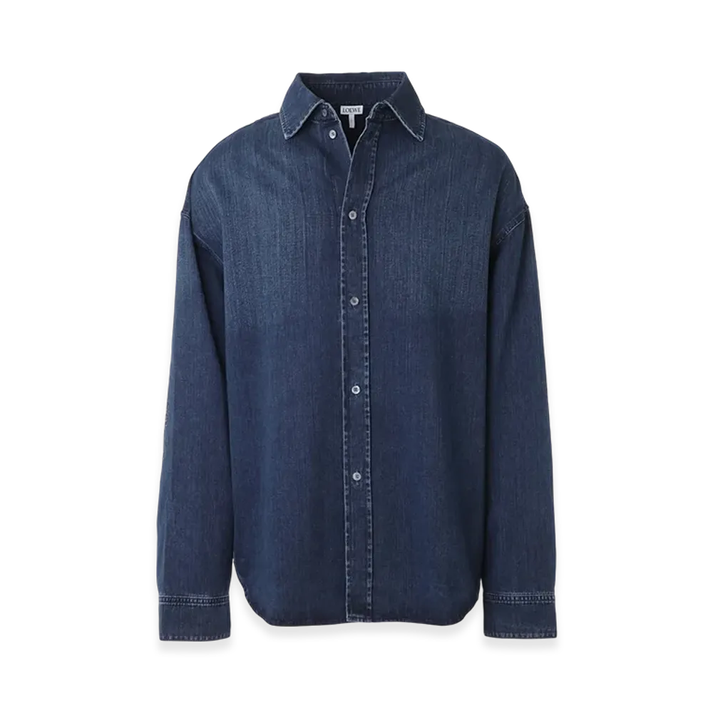 LOEWE Men's Anagram Overshirt "Washed Indigo"