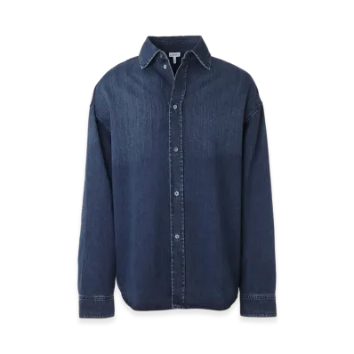 LOEWE Men's Anagram Overshirt "Washed Indigo"