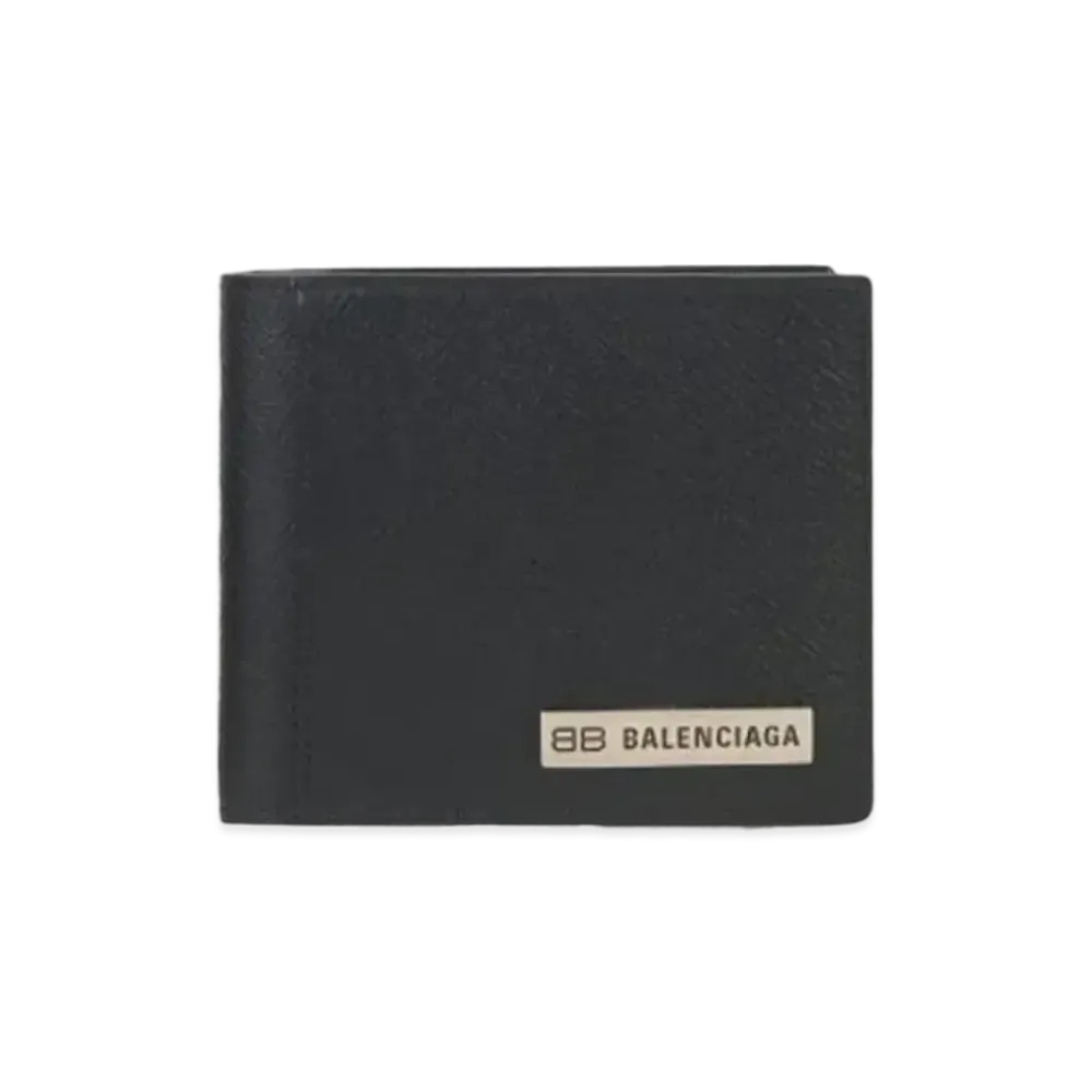 BALENCIAGA Men's Plate Squared Folded Wallet "Black"