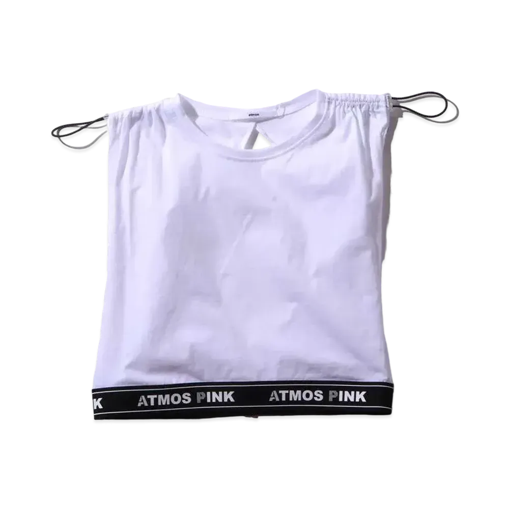 atmos pink Back Twist Sleeveless Tops "White"