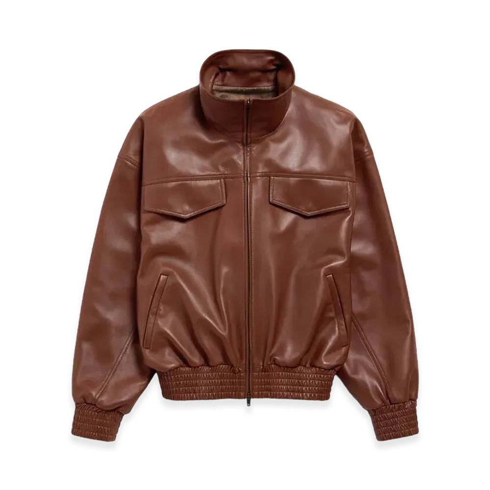 BALENCIAGA Women's High Collar Blouson "Chestnut"