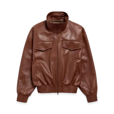 BALENCIAGA Women's High Collar Blouson "Chestnut"