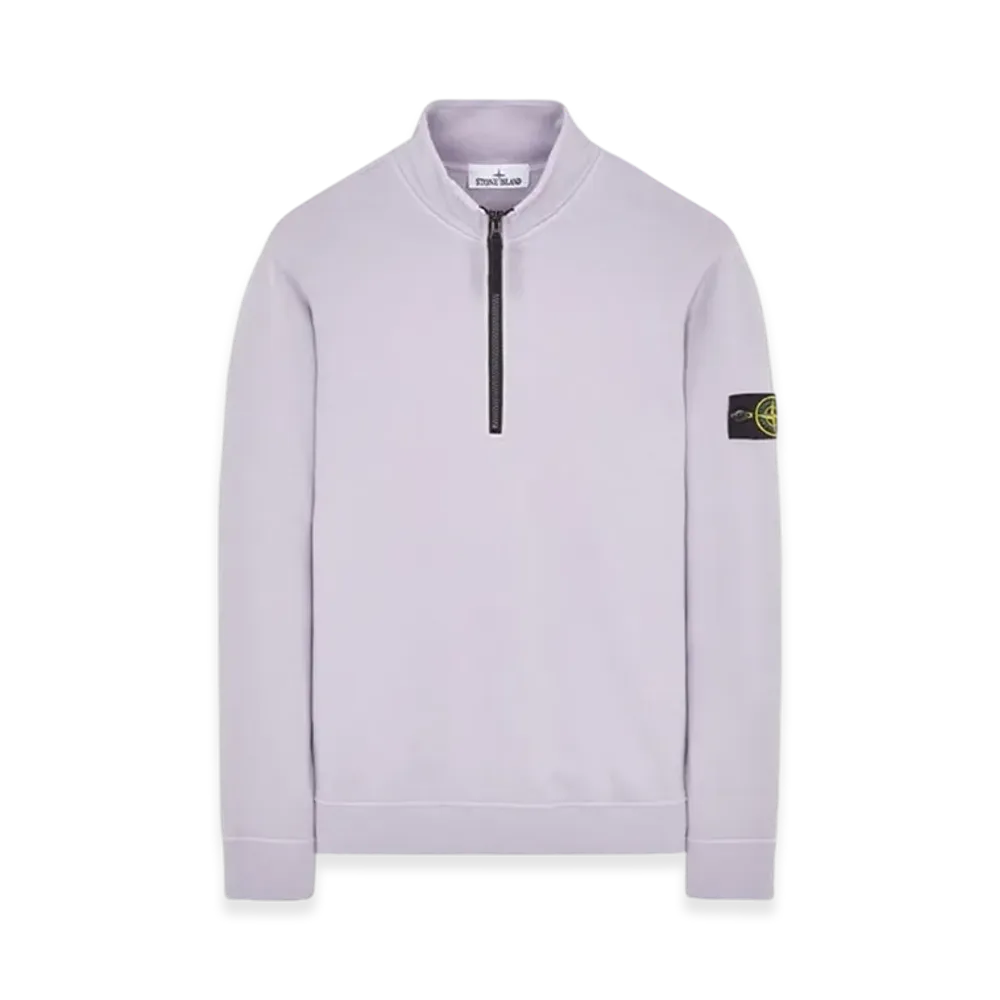 Stone Island 62720 Brushed Cotton Fleece Garment Dyed Half Zip Up Sweatshirt - 23FW "Lavender"