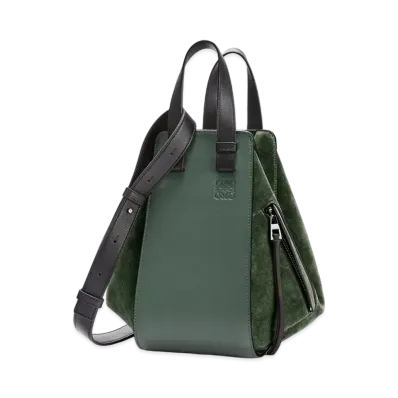 LOEWE Small Hammock Bag In Calfskin And Suede "Vintage Khaki/Black"