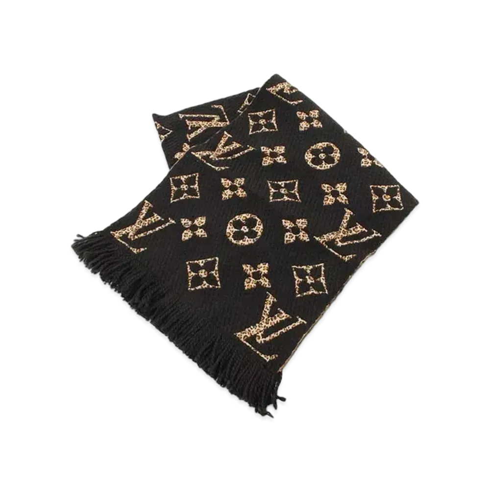 Louis Vuitton Echarpe Giant Monogram Jungle Leopard Muffler "Noir"