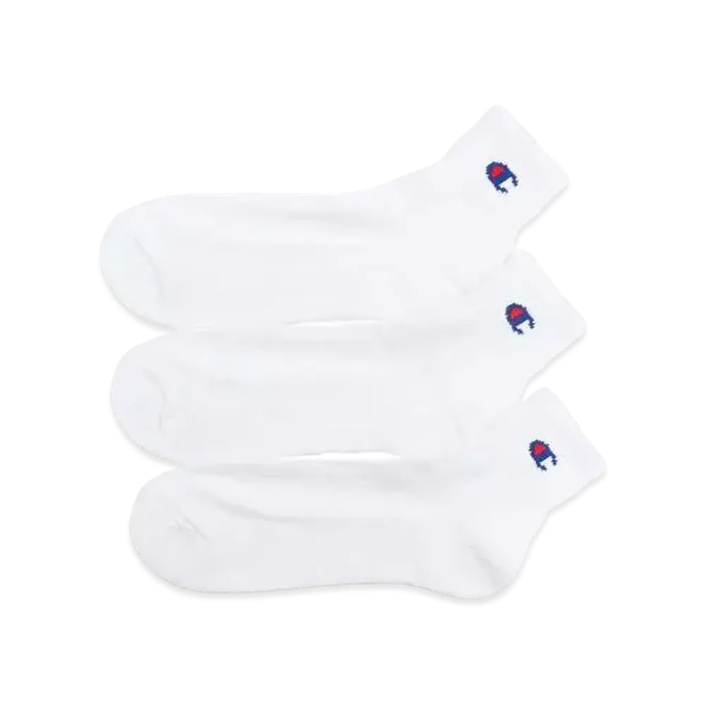 Champion 3Pair Quarter Length Socks (Half Pile) "White"