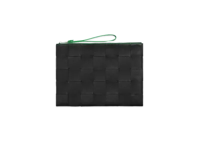 Bottega Veneta Calfskin Pouch Clutch "Black/Parakeet"