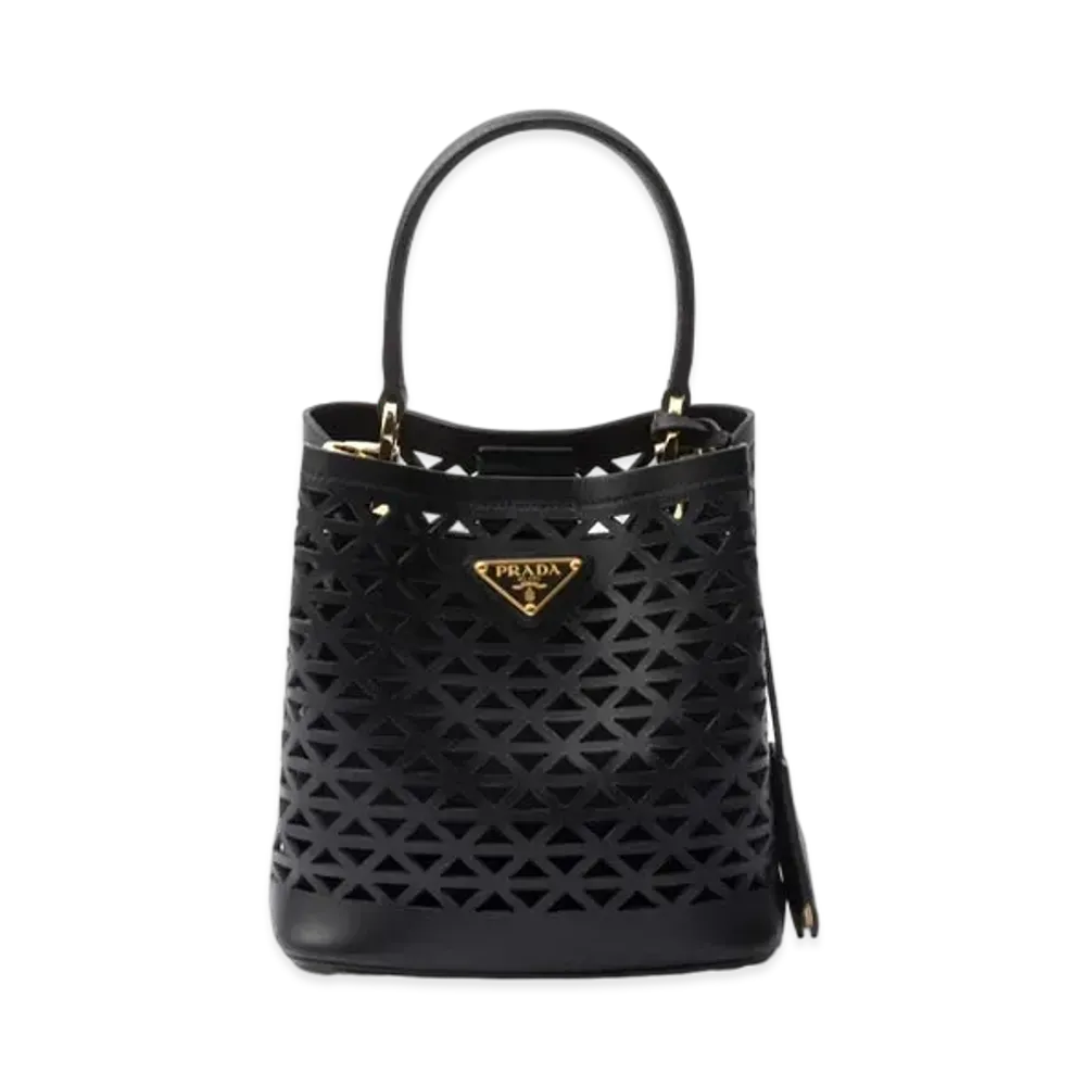 PRADA Panier Leather Mini Bag with Cut-Out Motif "Black"