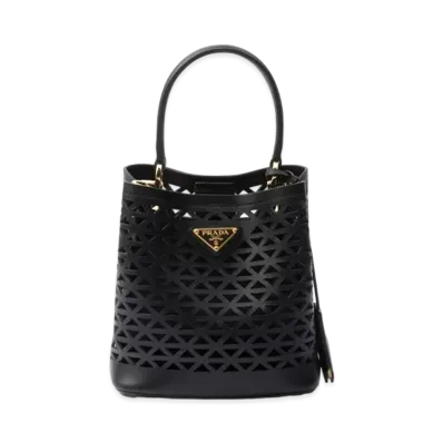 PRADA Panier Leather Mini Bag with Cut-Out Motif "Black"