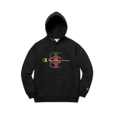Supreme x Champion Stacked C Hooded Sweatshirt "Black"