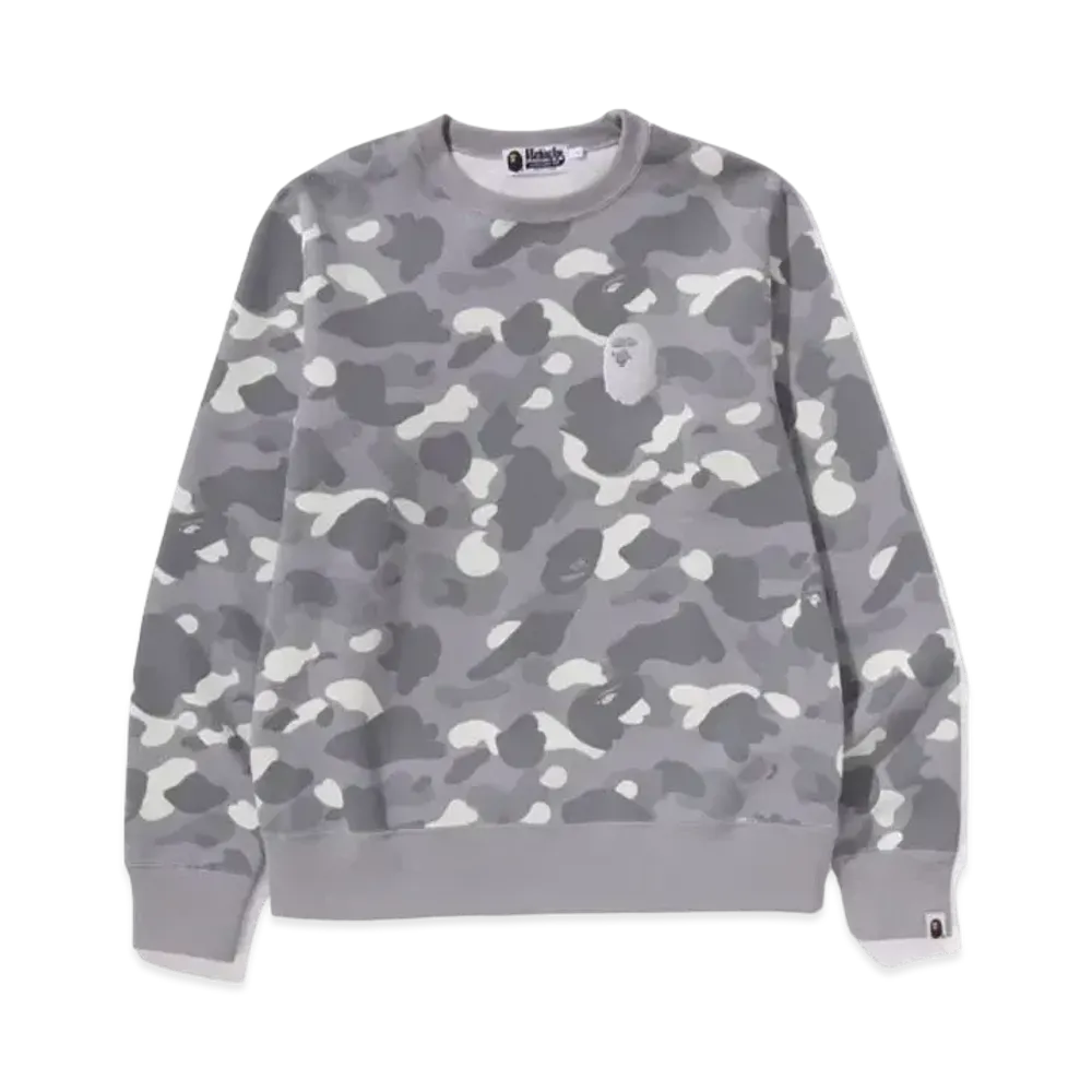 A BATHING APE Large Ape Head Crewneck "Gray"