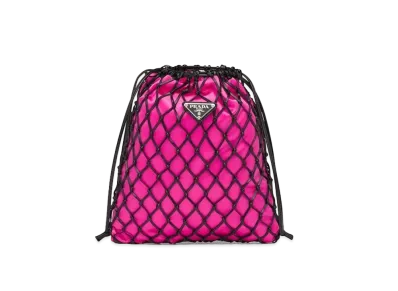 PRADA Fabric Mesh Clutch "Black/Pink"