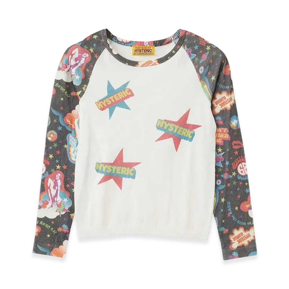 HYSTERIC GLAMOUR Hysteric68 Pattern 3/4 Sleeve Pullover "Black"