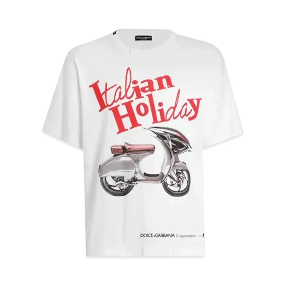 DOLCE&GABBANA Cotton T-Shirt With Vespa Print "White"