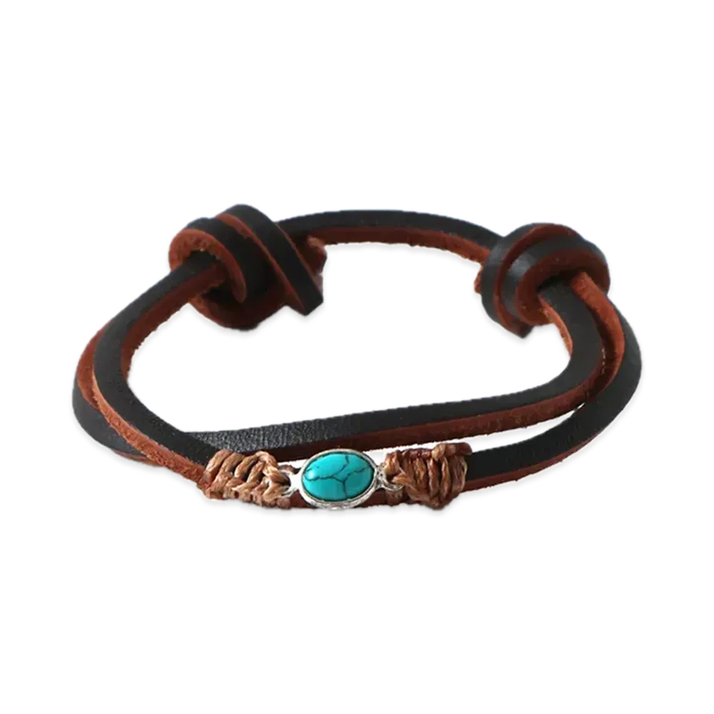 MFC STORE x Chansuu x Amoe Leather Blacelet 2-Knot "Dl.Brown"