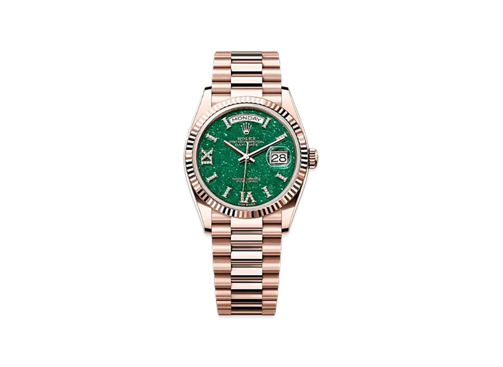 ロレックス デイデイト 36mm エバーローズゴールド 128235 "グリーンアベンチュリン"