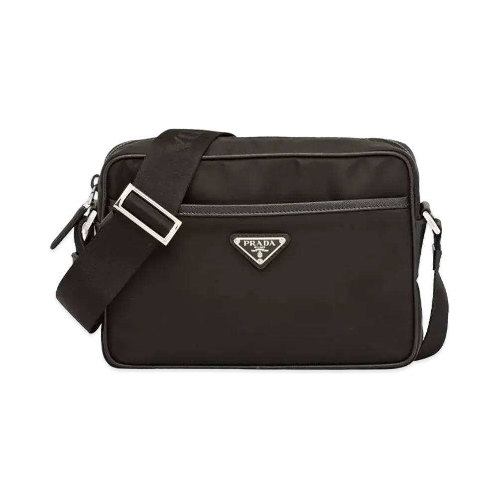 PRADA Re-Nylon x Saffiano Leather Shoulder Bag "Black"