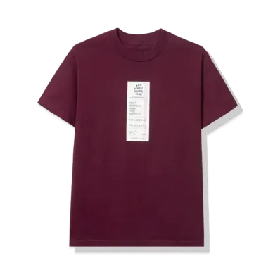 ANTI SOCIAL SOCIAL CLUB Read Receipts Tee "Maroon" (FW20)