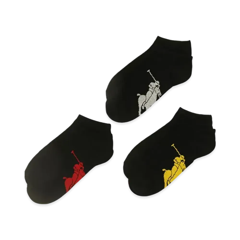 Polo Ralph Lauren 3 Pack Big Polo Sole Low Cut Socks "Black"