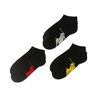 Polo Ralph Lauren 3 Pack Big Polo Sole Low Cut Socks "Black"