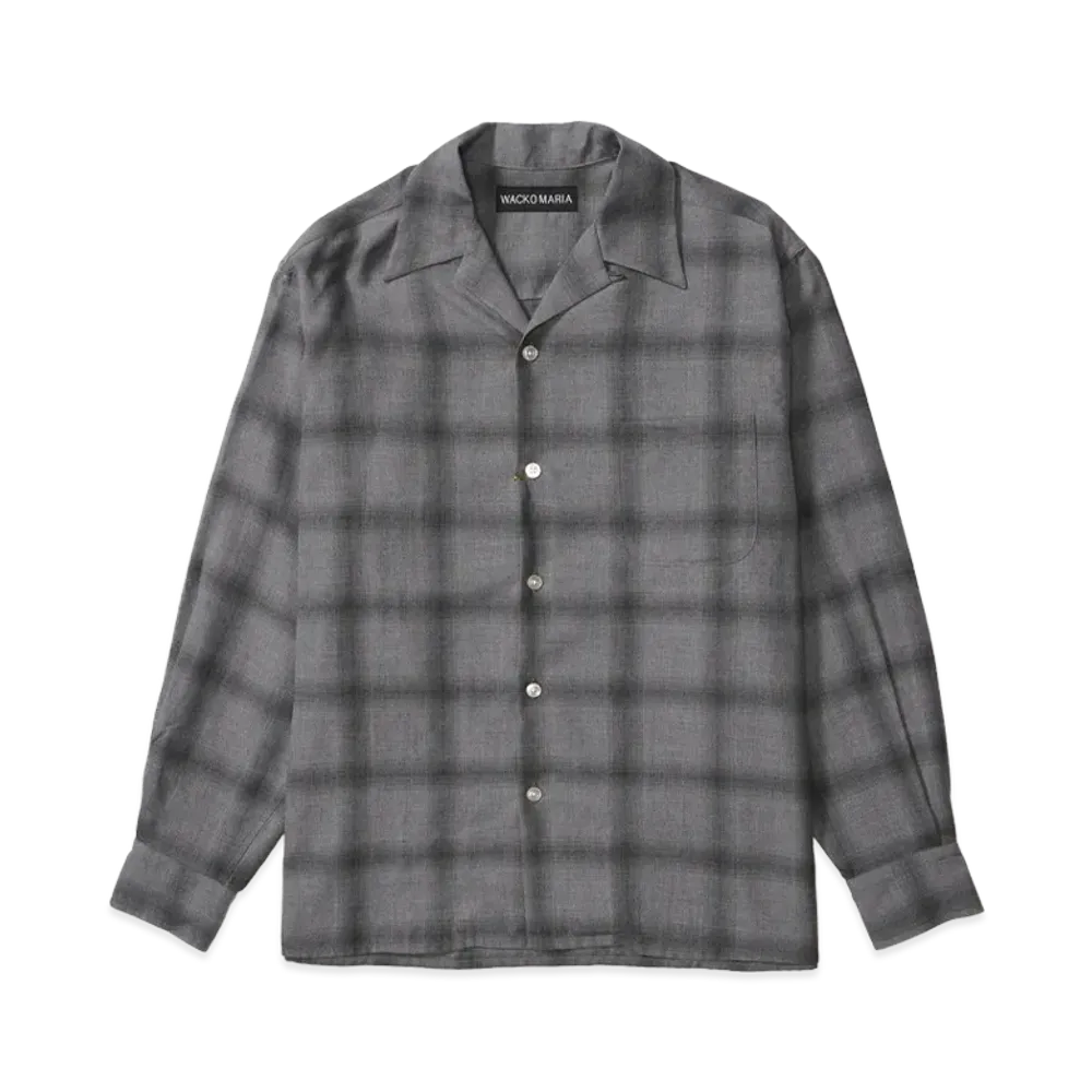 WACKO MARIA Ombre Check Open Collar Shirt "Gray"
