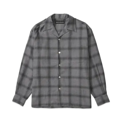 WACKO MARIA Ombre Check Open Collar Shirt "Gray"
