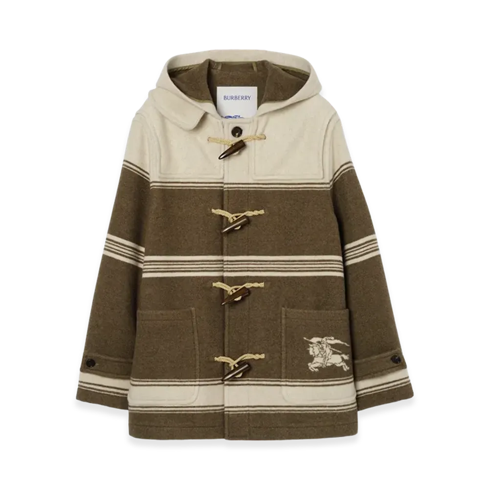 Burberry Short Wool Blend Harrogate Duffle Coat "Scout Green"