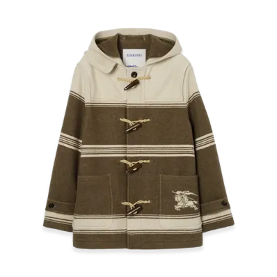 Burberry Short Wool Blend Harrogate Duffle Coat "Scout Green"