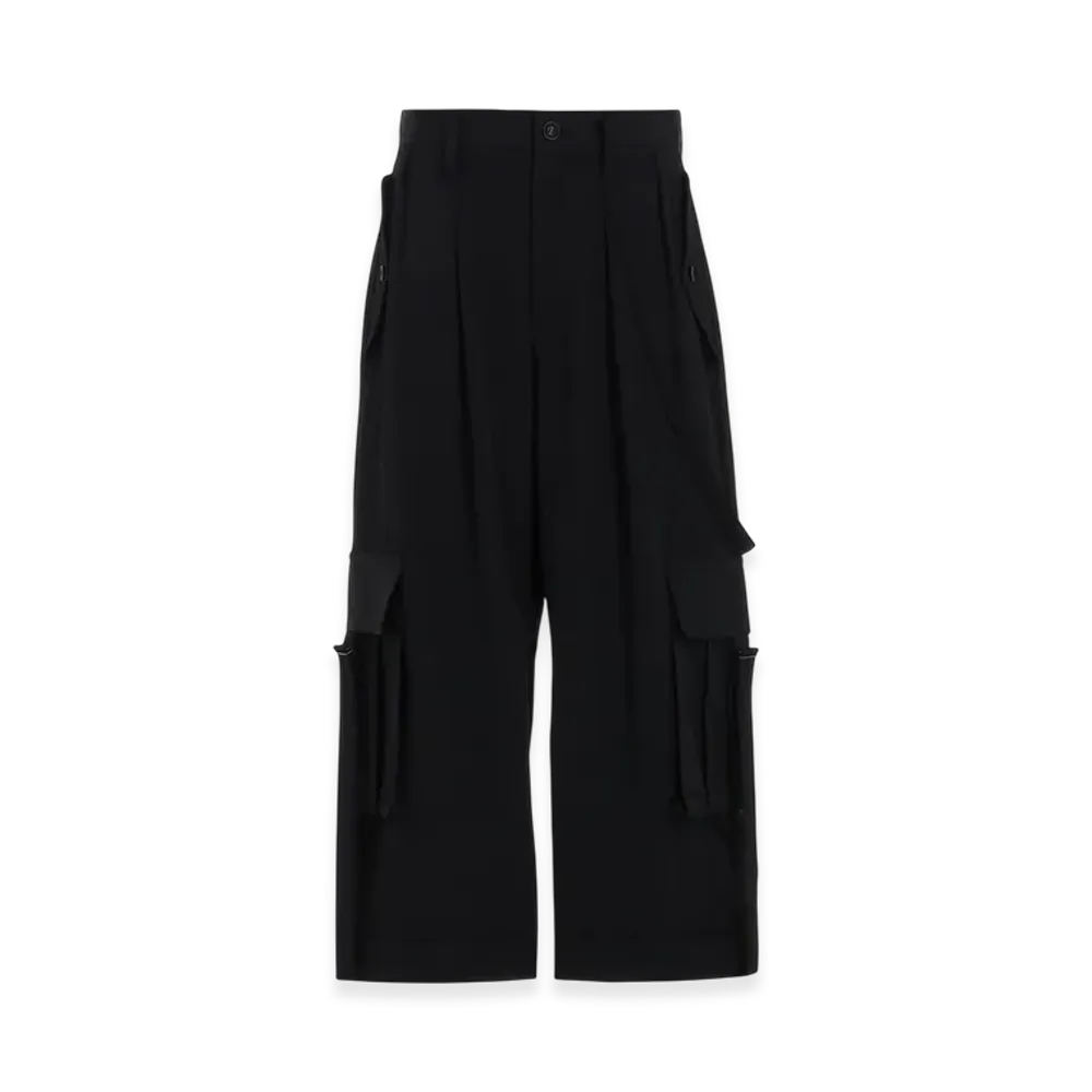 Y's Wool Gabardine Mackin Cargo Pants "Black"