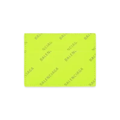 BALENCIAGA Reflective All Over Logo Cash Card Holder Full O "Yellow"