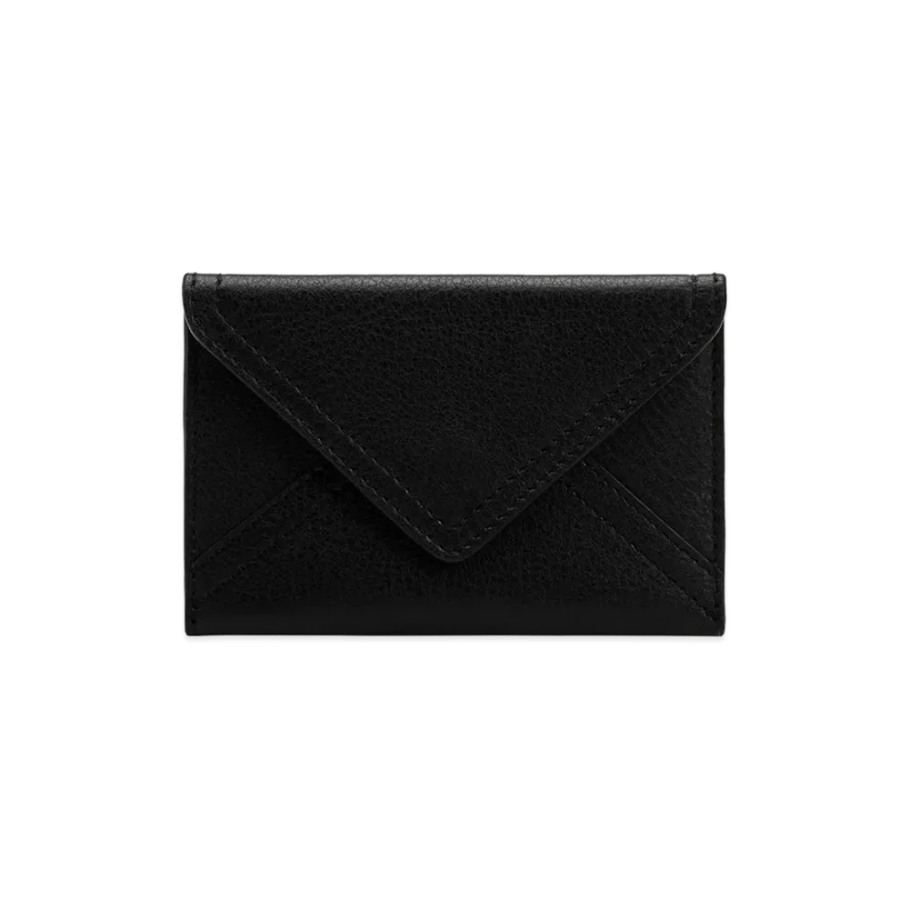 AMI PARIS Smooth Leather Etienne Envelope Card Holder "Black"