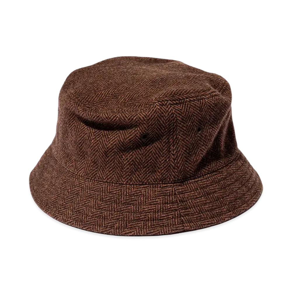 Unlikely Bucket Hat Wool Tweed "Brown Herringbone"