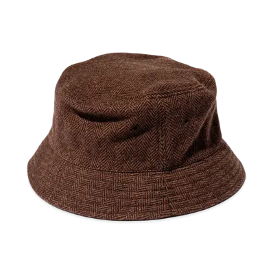 Unlikely Bucket Hat Wool Tweed "Brown Herringbone"