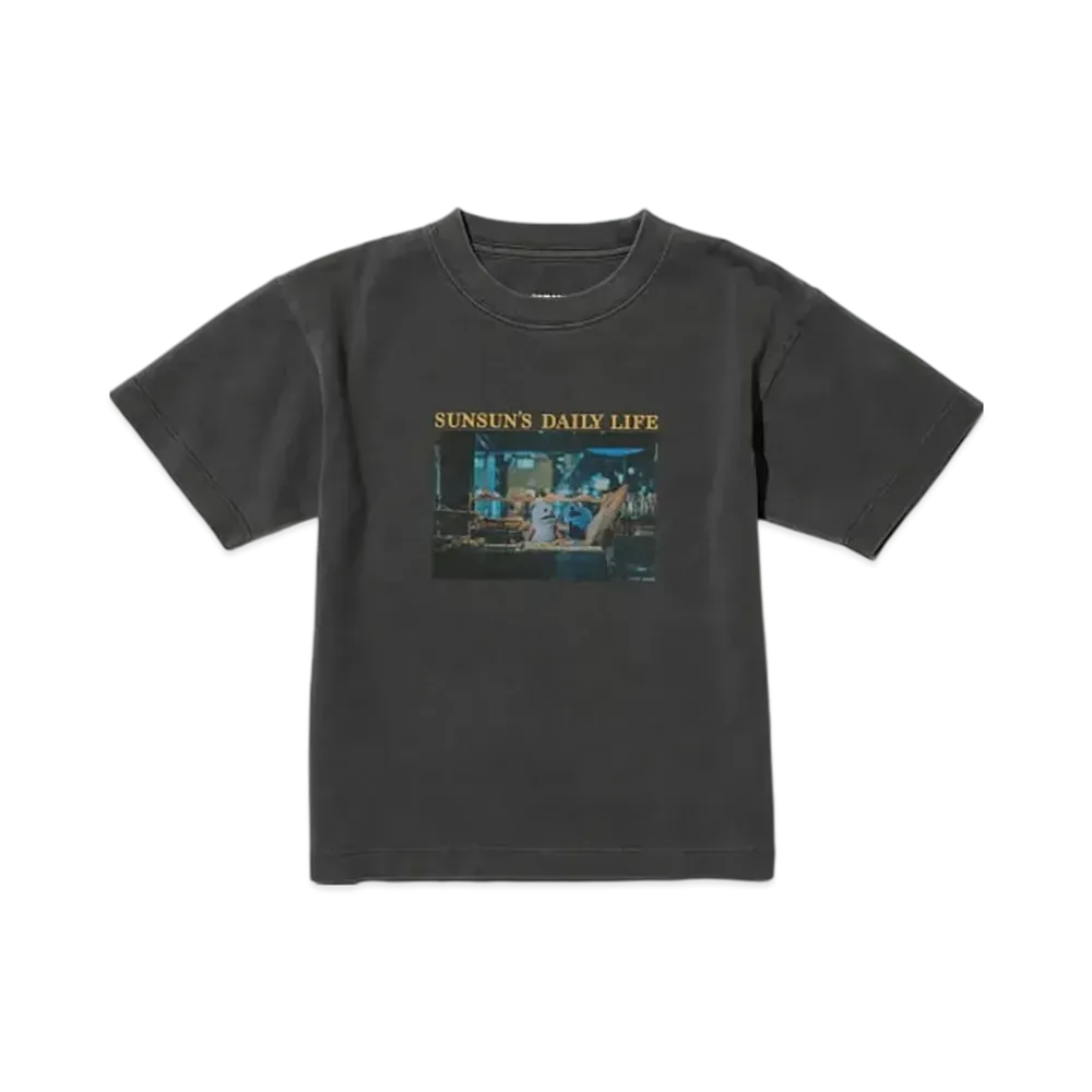 B:MING by BEAMS x PUPPET SUNSUN Kids / Fade Photo Print T-Shirt Bread "InkBlack"