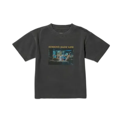 B:MING by BEAMS x PUPPET SUNSUN Kids / Fade Photo Print T-Shirt Bread "InkBlack"