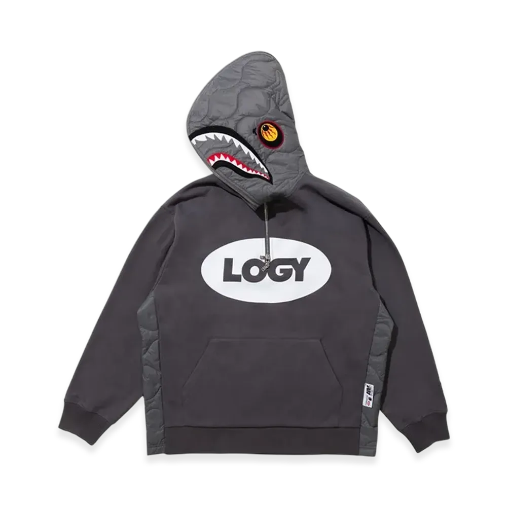 A BATHING APE BY KAZUKI KURAISHI Half Zip Shark Relaxed Fit Hoodie "Gray"