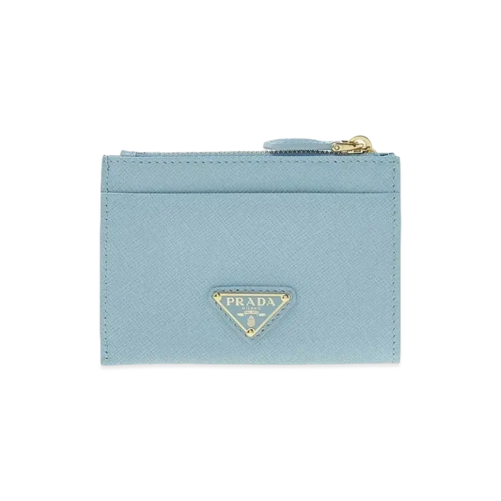 PRADA Saffiano Leather Card Holder "Light Blue"