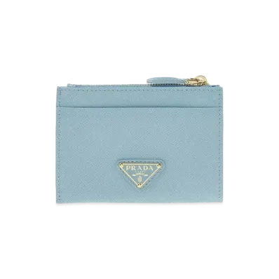 PRADA Saffiano Leather Card Holder "Light Blue"