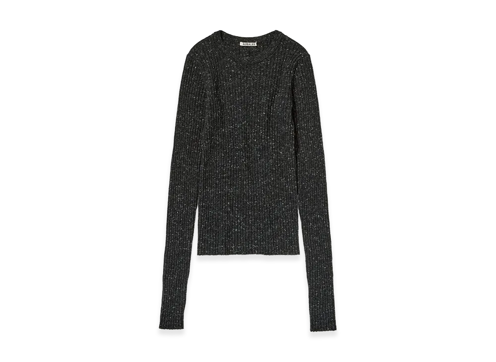AURALEE Women's Cashmere Nep Knit P/O "Mix Black"
