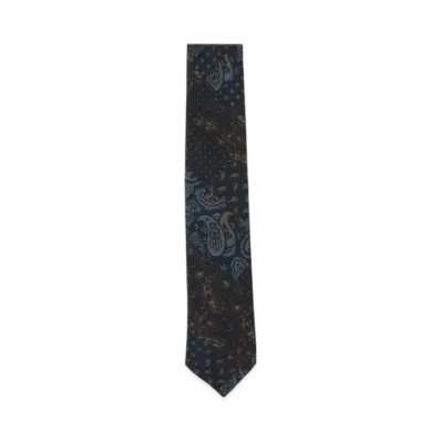 BEAMS Wool Silk Tie Paisley Print "Navy"