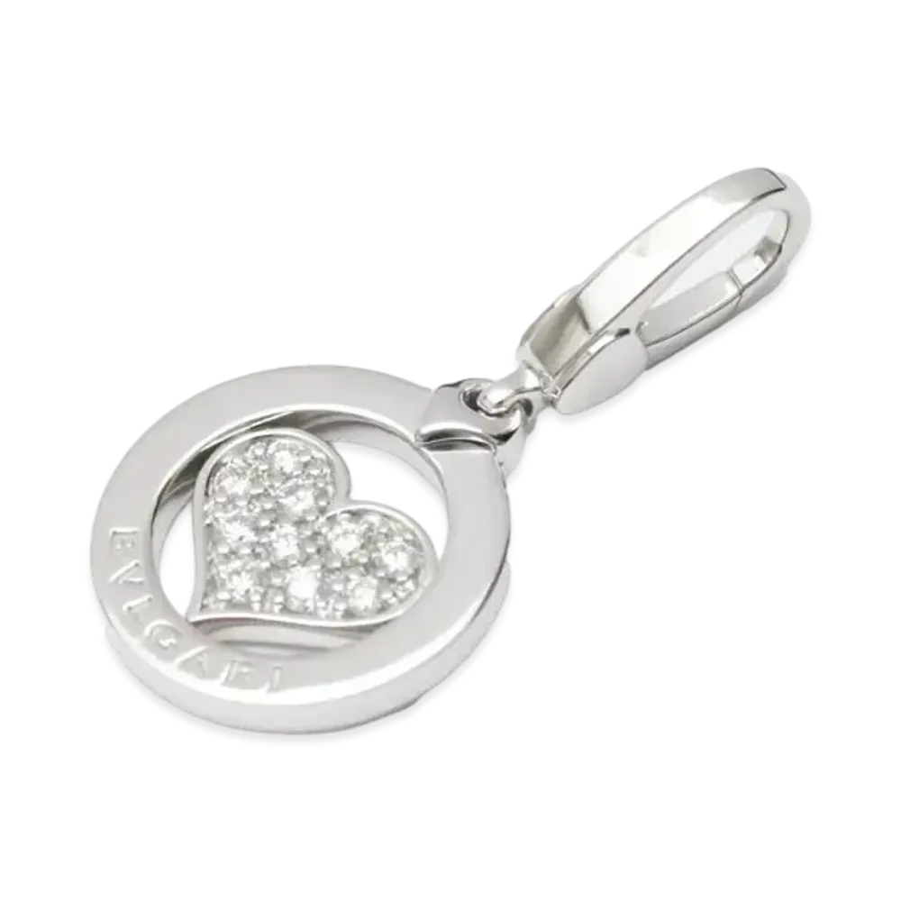 BVLGARI Tondo Heart Necklace Diamond "White Gold"