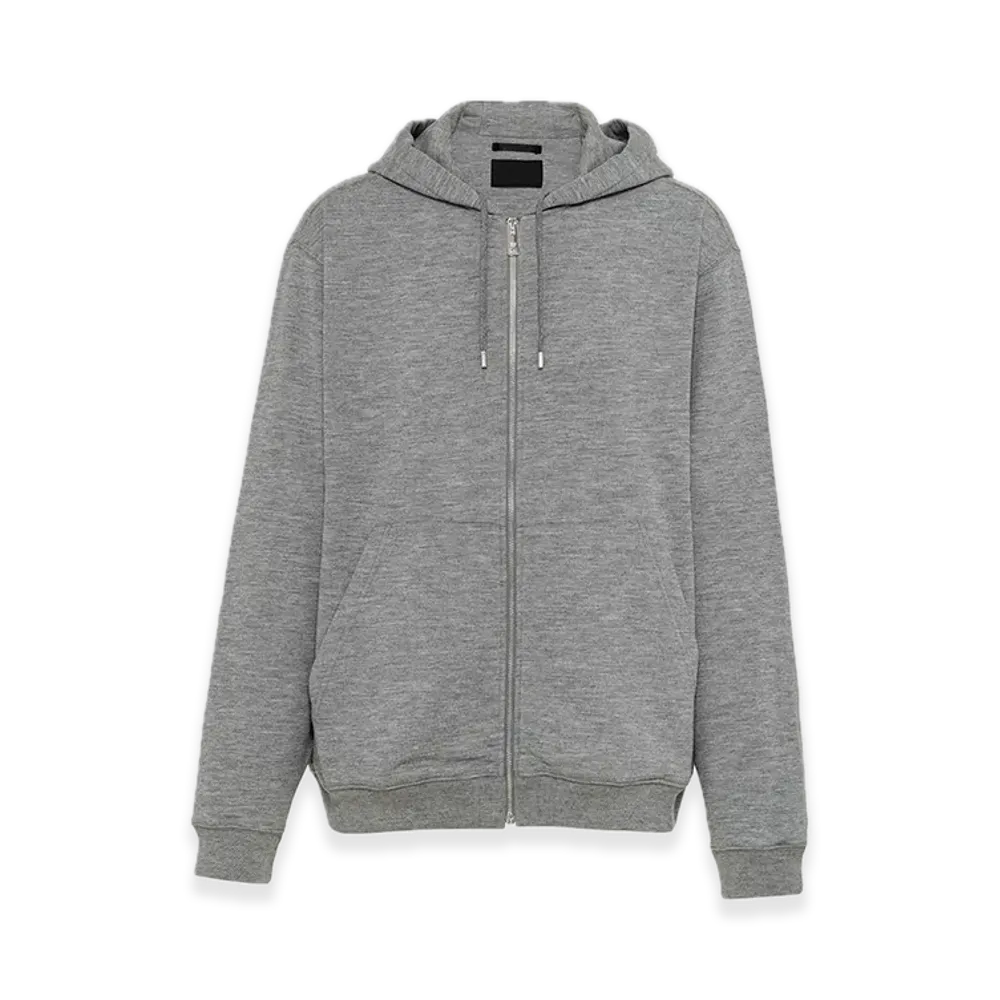 PRADA Cashmere-Blend Cardigan Hoodie "Gray"